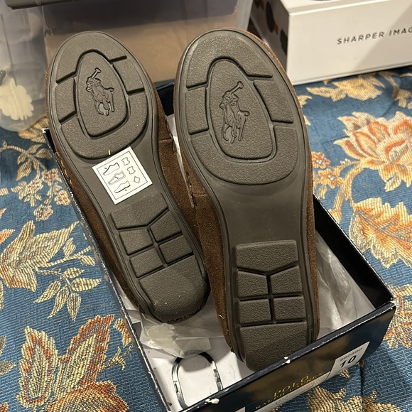 New in the box Polo Ralph Lauren chocolate suede toddler size 10 loafers - Picture 2 of 5